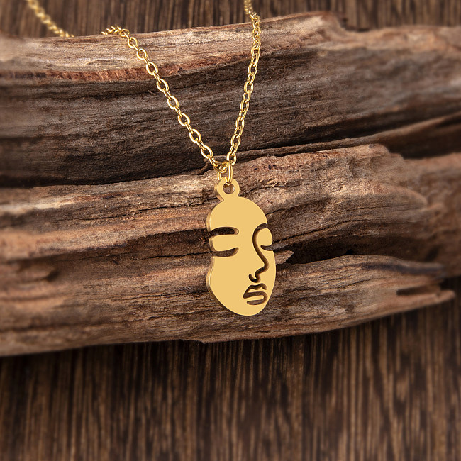 Simple Style Human Face Stainless Steel  Irregular Pendant Necklace 1 Piece