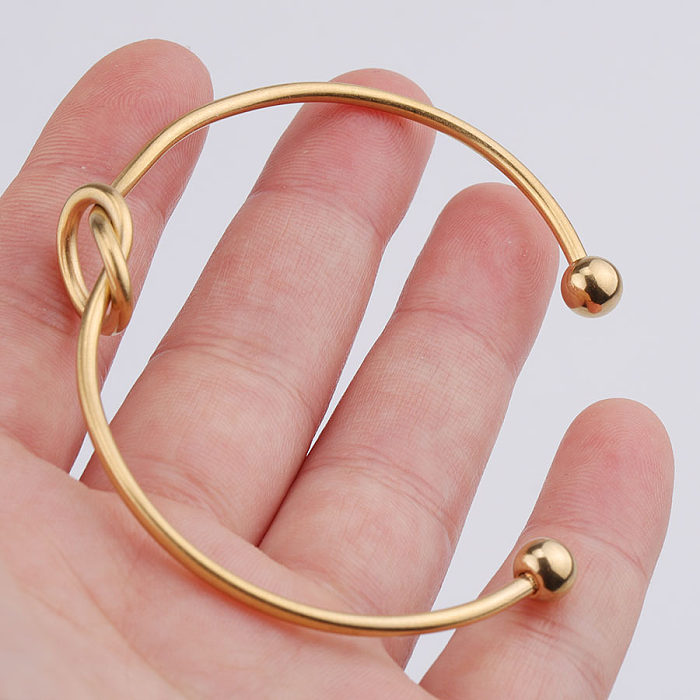 Basic Classic Style Solid Color Stainless Steel Plating Gold Plated Silver Plated Bangle