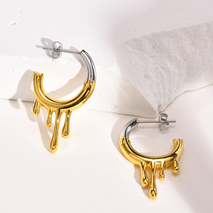 Fashion Water Droplets Stainless Steel  Earrings Plating Stainless Steel  Earrings