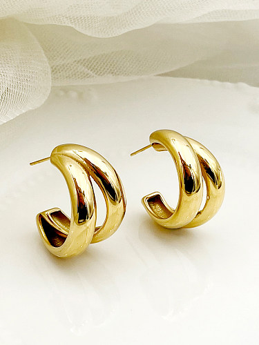 1 Pair Casual Simple Style C Shape Polishing Plating Stainless Steel  Gold Plated Ear Studs