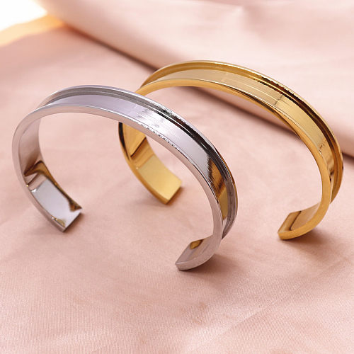 Simple Style C Shape Titanium Steel Plating Cuff Bracelets