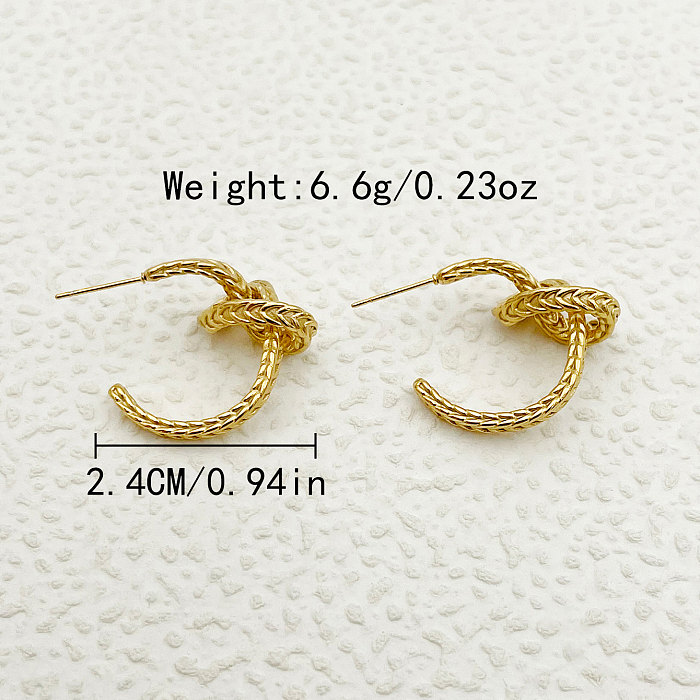 1 Pair Simple Style Commute Knot Plating Stainless Steel  Gold Plated Ear Studs