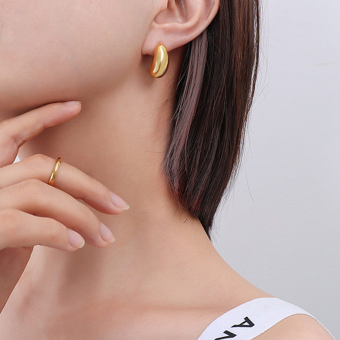 European And American Retro Light Luxury C-shaped Design Female Stainless Steel Plated 18k Real Gold