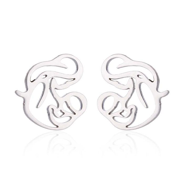 Boucles d'oreilles ajourées en acier inoxydable, 1 paire, Style Simple, couleur unie, clous d'oreilles