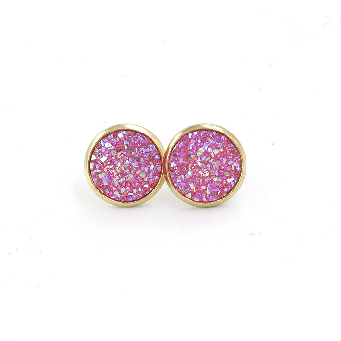 1 Pair IG Style Simple Style Round Plating Stainless Steel  Gold Plated Ear Studs