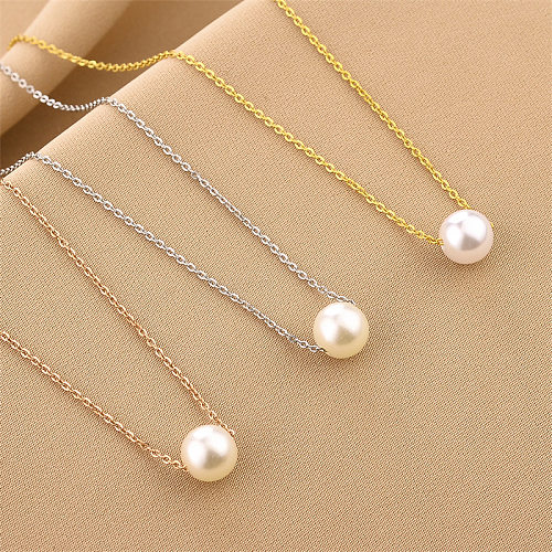 Simple Style Geometric Stainless Steel Plating Artificial Pearls Necklace