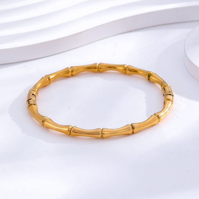 Casual Simple Style Ball Titanium Steel Plating Inlay Zircon 24K Gold Plated Bangle