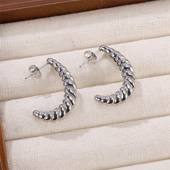1 paire de clous d'oreilles en acier inoxydable plaqué or 18 carats, Style romain Simple, Style britannique, plaqué lune