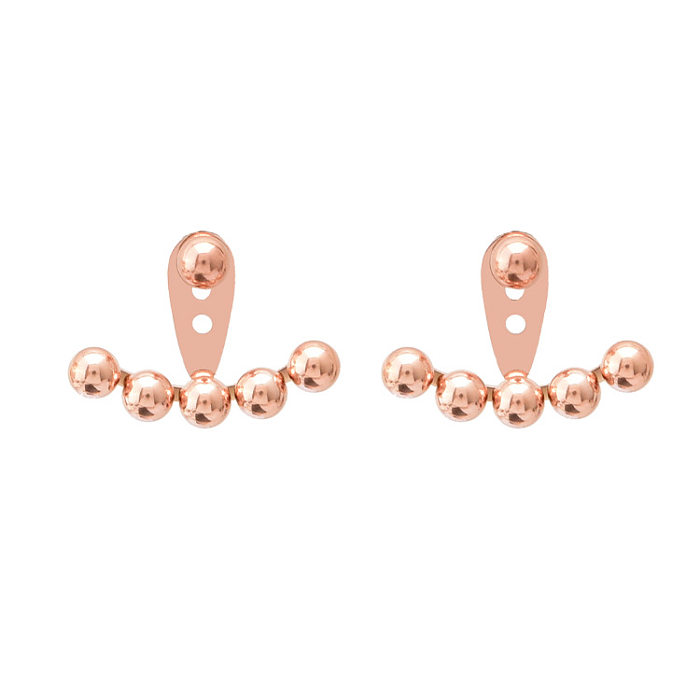 1 paire de clous d'oreilles géométriques en acier inoxydable, incrustation de perles artificielles et strass
