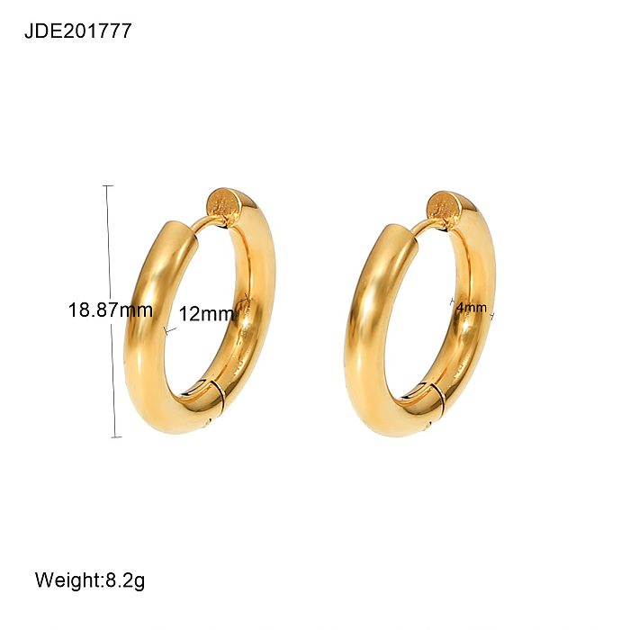 Simple Stainless Steel 18K Gold Geometric Hoop Earrings Jewelry Women