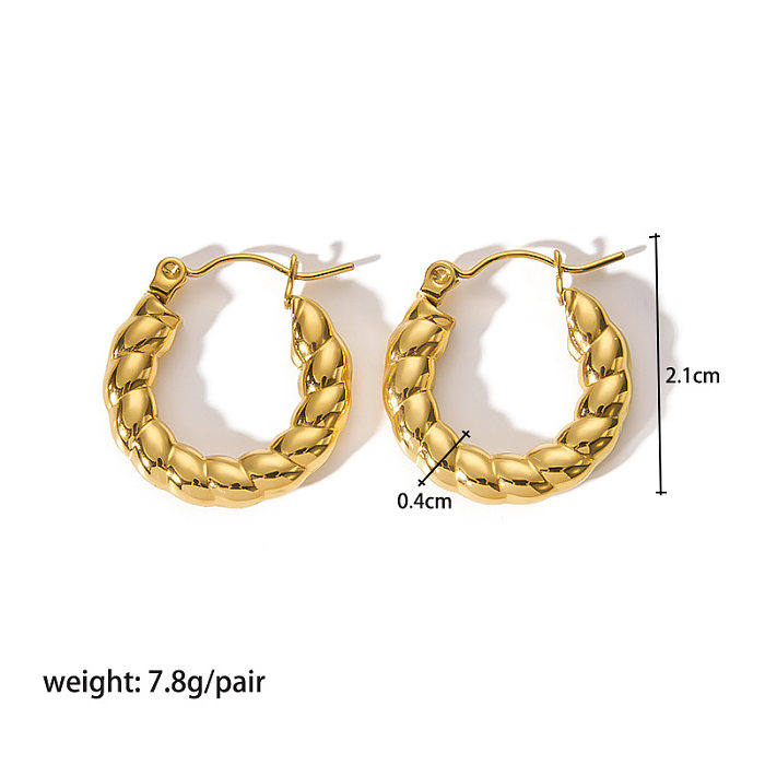 1 Paar elegante, einfarbige Edelstahl-Ohrringe im britischen Stil mit 18-Karat-Vergoldung