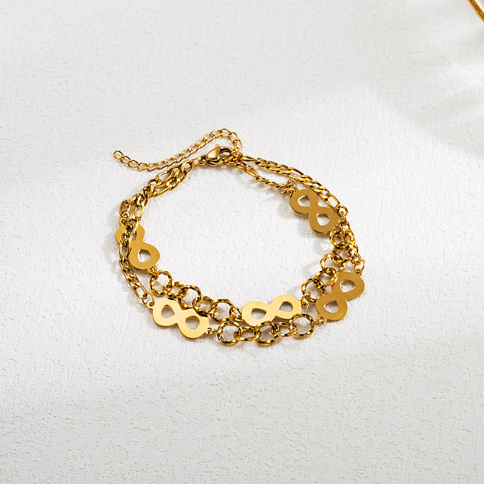 Bracelets plaqués or avec perles d'imitation en acier inoxydable, Style INS, croix infini, vente en gros
