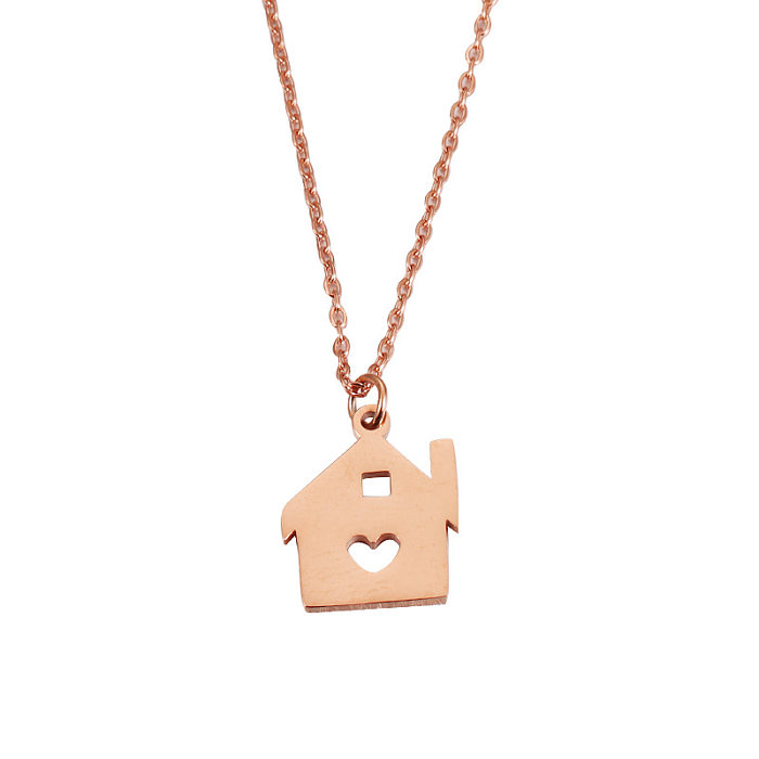 Simple Style House Stainless Steel  Plating Pendant Necklace