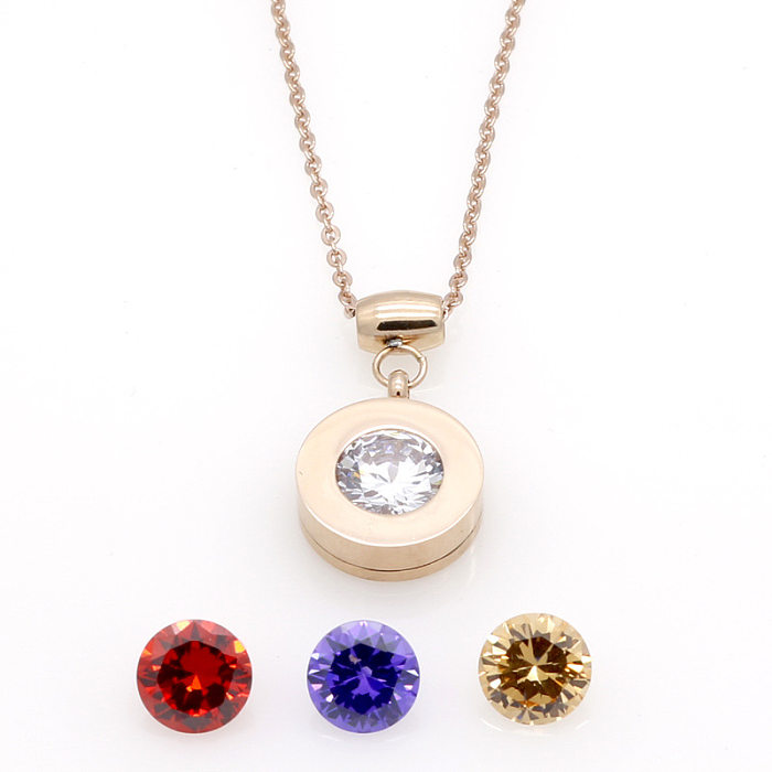 Wholesale Simple Style Round Stainless Steel Pendant Necklace
