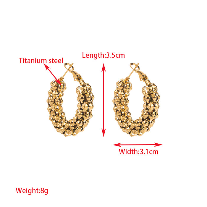 1 Pair Elegant Luxurious Round Leaves Eye Stainless Steel Gold Plated Earrings