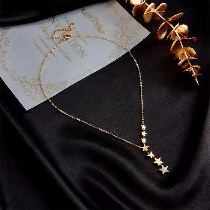 Fashion Star Halskette mit Anhänger aus Edelstahl mit Zirkon-Beschichtung, 1 Stück