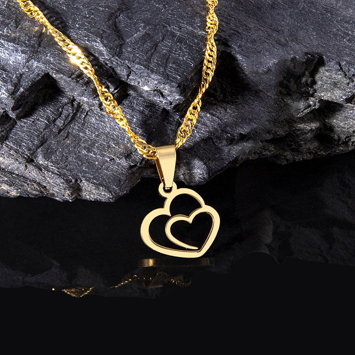Romantische Herzform-Edelstahl-Anhänger-Halskette mit Überzug, keine eingelegten Edelstahl-Halsketten, 1 Stück