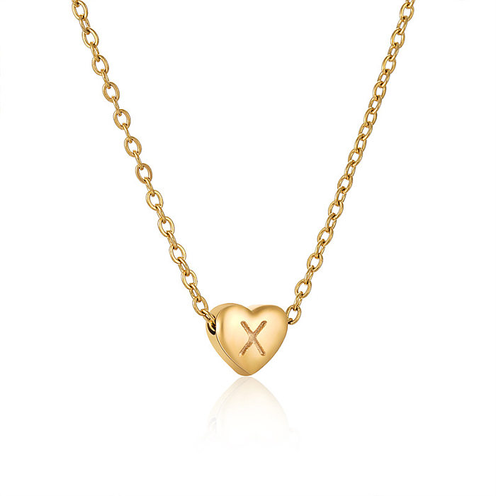 Fashion Letter Heart Shape Stainless Steel Plating Necklace 1 Piece