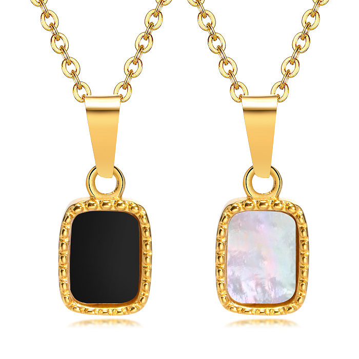 IG Style Vacation Simple Style Solid Color Stainless Steel  Plating Agate Shell 18K Gold Plated Pendant Necklace