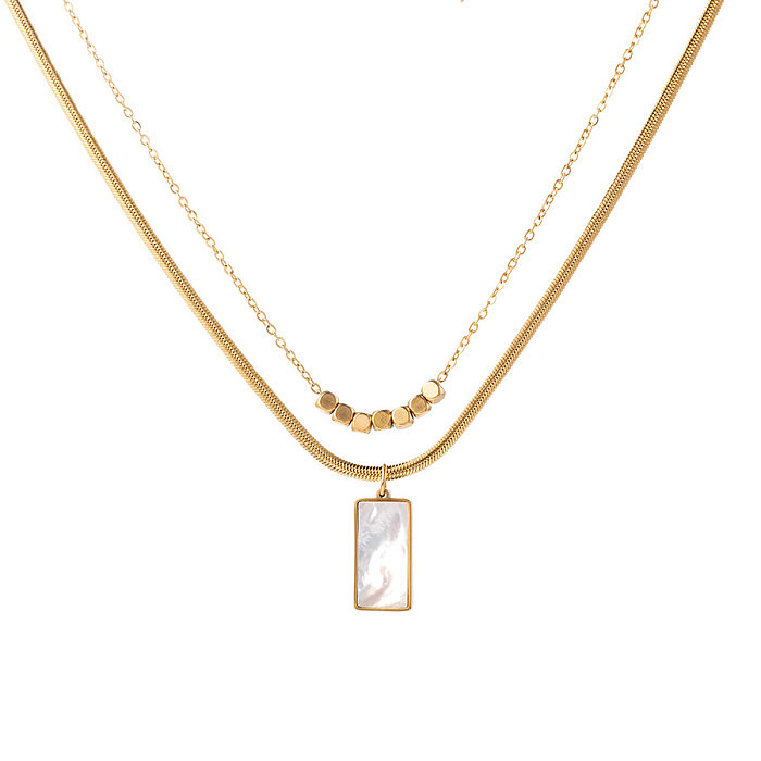 IG Style Basic Classic Style Geometric Stainless Steel Plating Inlay Shell Layered Necklaces
