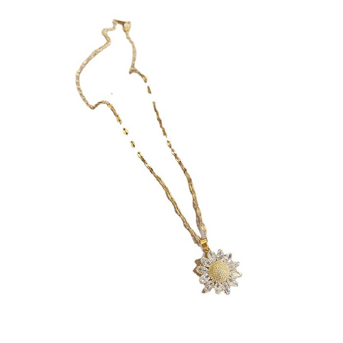 Collier avec pendentif en Zircon avec incrustation de fleur à la mode, 1 pièce