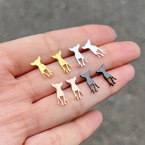 Fashion Dog Stainless Steel  Plating Ear Studs 1 Pair