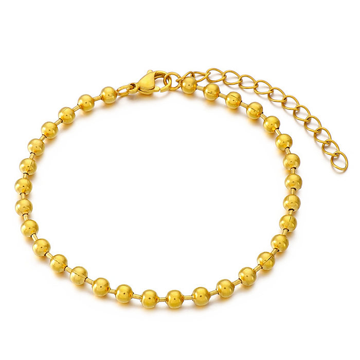 Nouveau Bracelet Simple en acier inoxydable avec perles rondes creuses, vente en gros