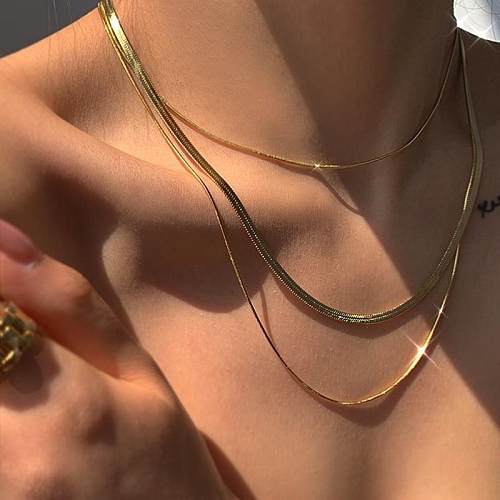 IG Style Simple Style Solid Color Stainless Steel Plating Layered Necklaces Necklace