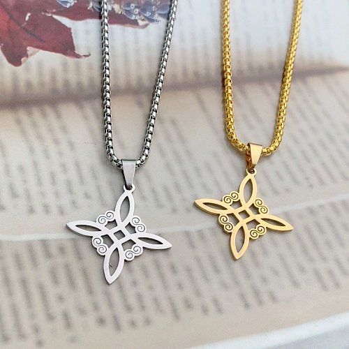 Foreign Trade New Irish Knot Cross Necklace European And American Popular Square Hollow Alloy Pendant Trend Necklace