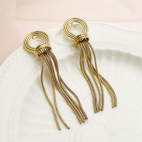 1 Pair Vintage Style Simple Style Roman Style Solid Color Plating Stainless Steel  Gold Plated Drop Earrings