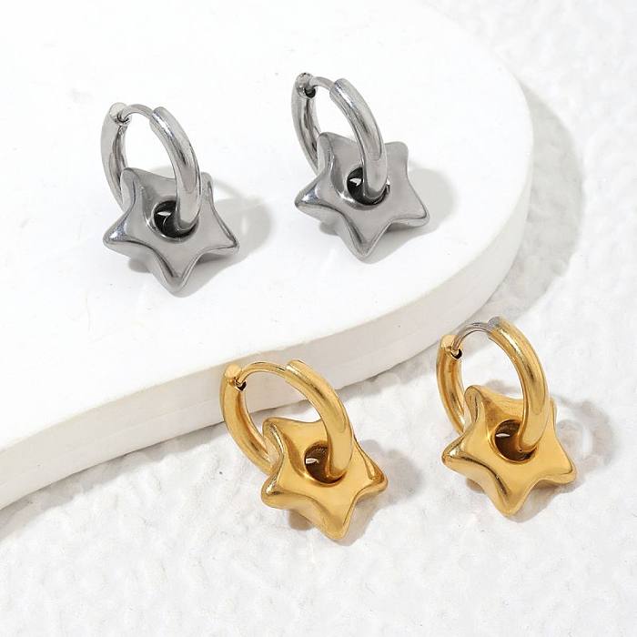 1 Pair Simple Style Geometric Polishing Plating Stainless Steel  18K Gold Plated Hoop Earrings
