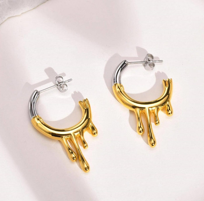 1 Pair Simple Style Classic Style C Shape Plating Stainless Steel Drop Earrings