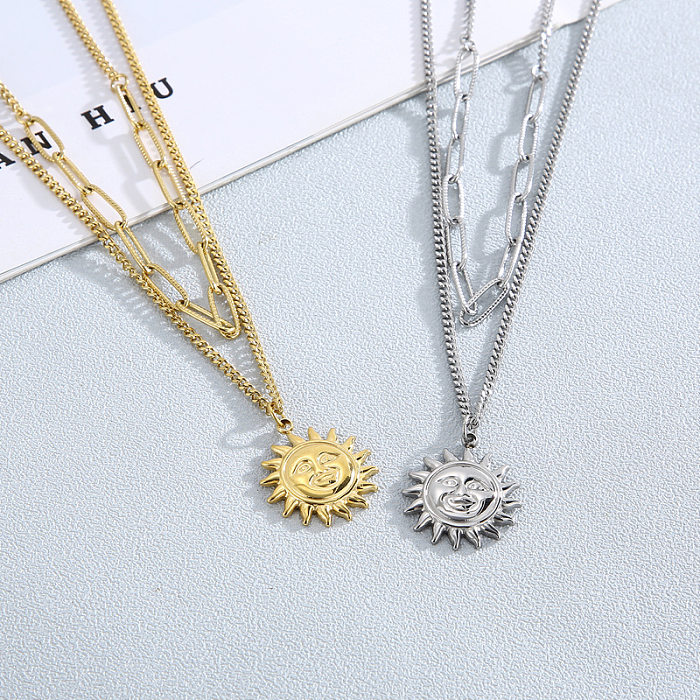 Fashion Sun Stainless Steel Necklace Stainless Steel  Necklaces