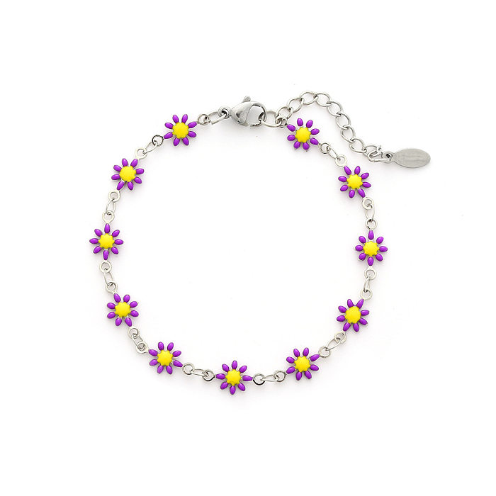 Lindas pulseiras de aço inoxidável com flores a granel