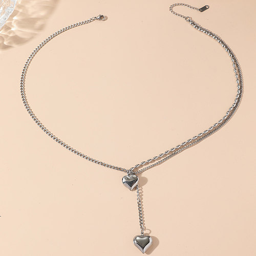 Sweet Simple Style Heart Shape Stainless Steel Polishing Pendant Necklace