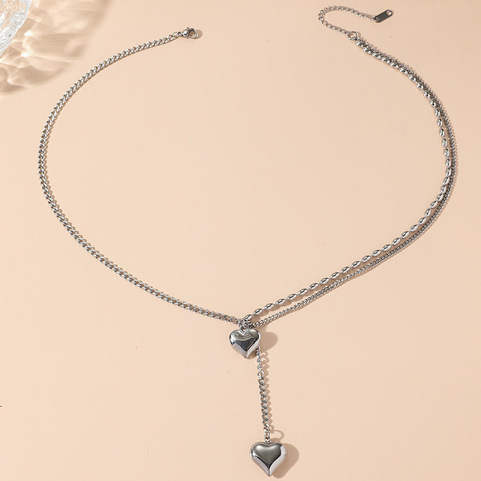 Sweet Simple Style Heart Shape Stainless Steel Polishing Pendant Necklace