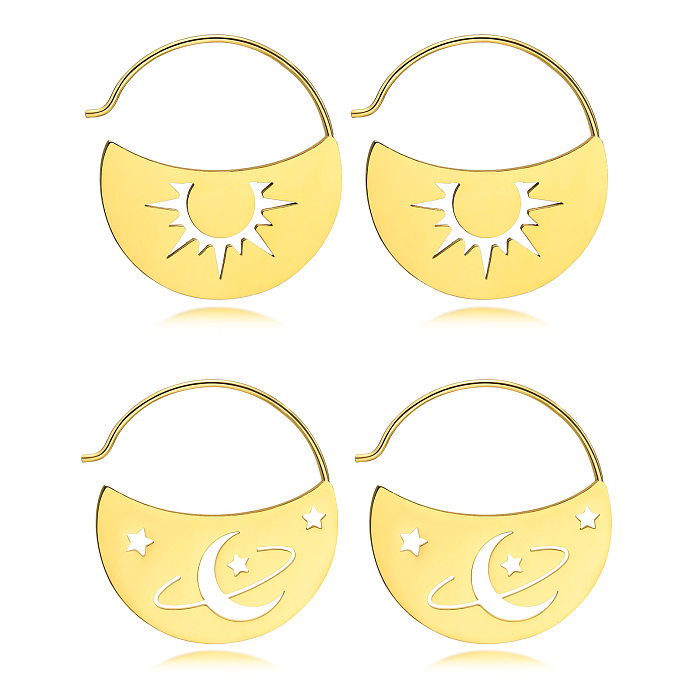 1 Pair Elegant Streetwear Star Moon Plating Stainless Steel  Earrings