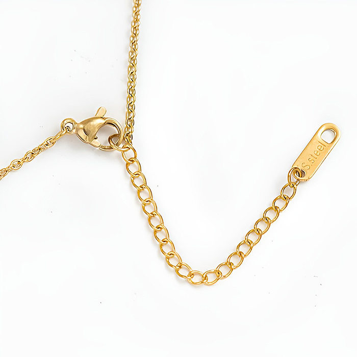 Modische, schlichte, sonnenförmige Halskette aus Edelstahl mit vergoldeter Schlüsselbeinkette aus 14 Karat Gold