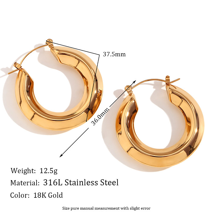 1 par básico estilo simples estilo clássico chapeamento de cor sólida aço inoxidável brincos banhados a ouro 18K