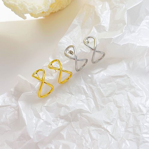 1 Pair Exaggerated Simple Style Infinity Hollow Out Stainless Steel  Ear Studs