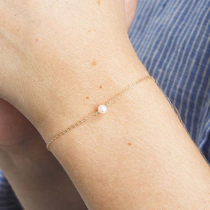 Bracelets de perles artificielles plaquées or en acier inoxydable géométrique de style simple
