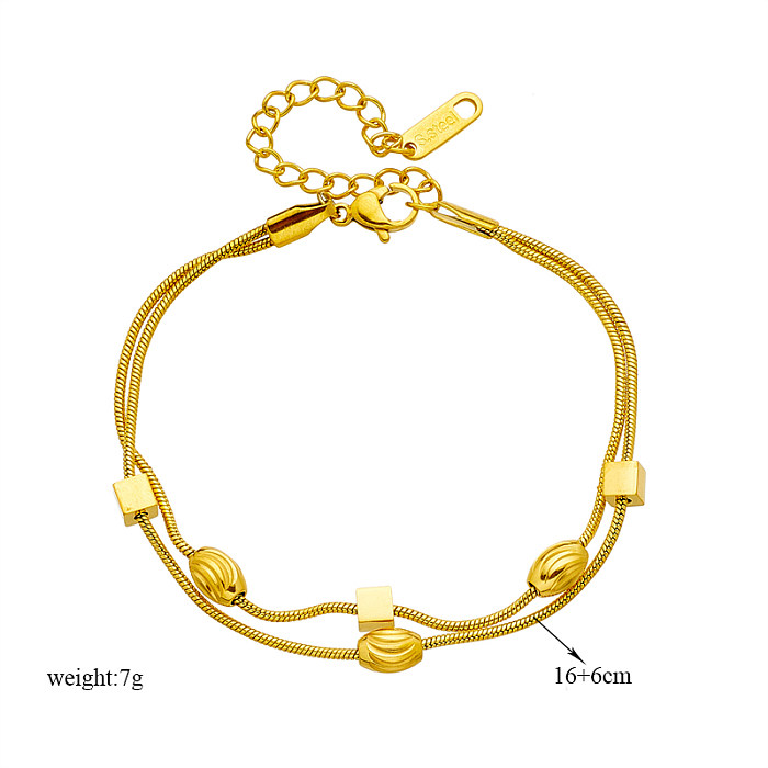 Bracelets superposés rétro carrés ovales en acier titane 1 pièce