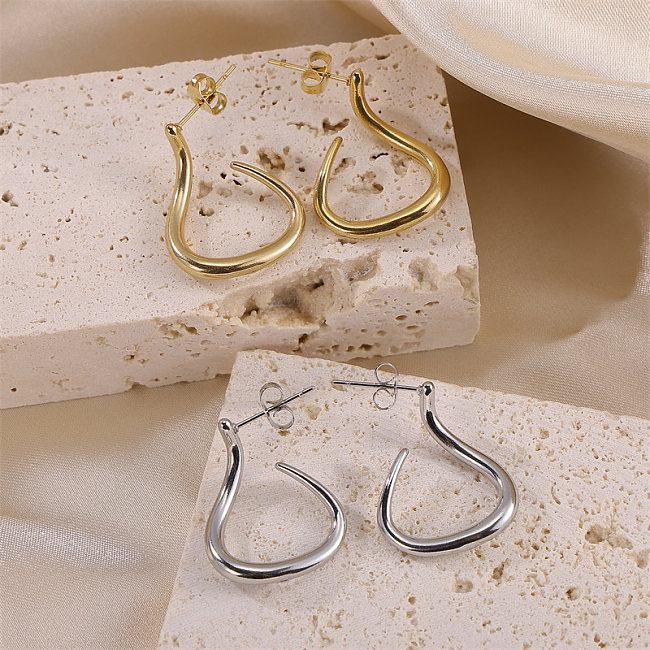 1 Pair Simple Style Classic Style Geometric Polishing Plating Stainless Steel  18K Gold Plated Earrings