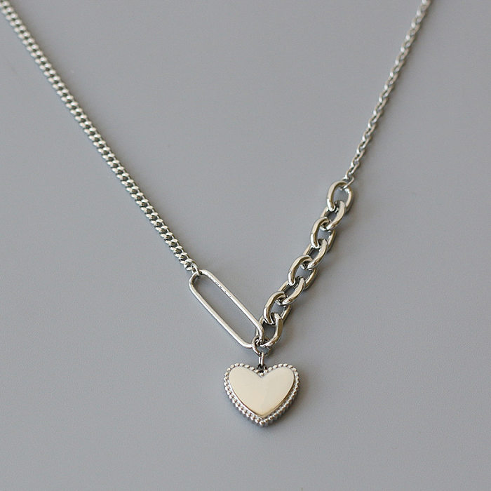 Korean Heart Stitching Stainless Steel Necklace