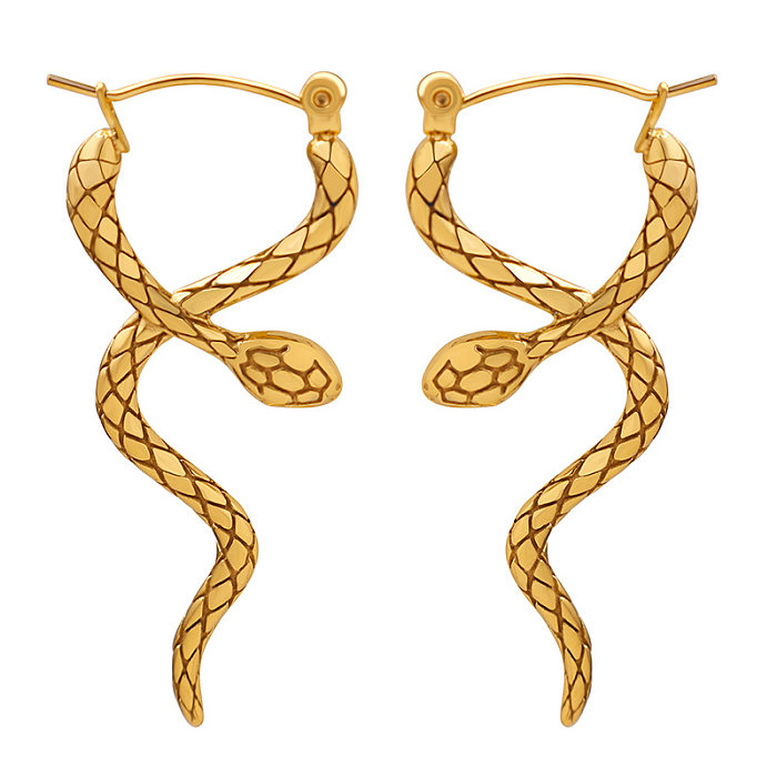 1 Pair Simple Style Snake Stainless Steel Plating Earrings