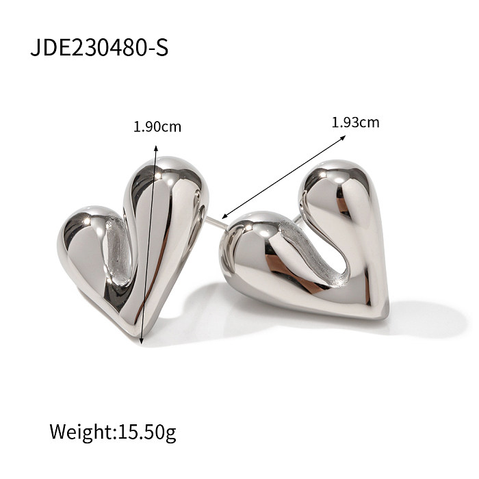 1 Pair Simple Style Heart Shape Plating Stainless Steel  Stainless Steel 18K Gold Plated Ear Studs