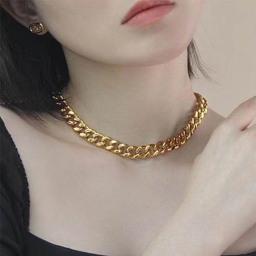 Hip-Hop Geometric Solid Color Stainless Steel Plating Necklace 1 Piece