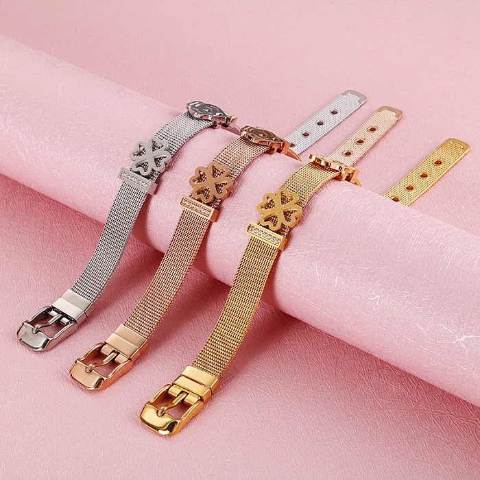 شعبية أربع أوراق البرسيم شبكة حزام مزاجه الموضة قابل للتعديل سوار الفولاذ المقاوم للصدأ المجوهرات بالجملة