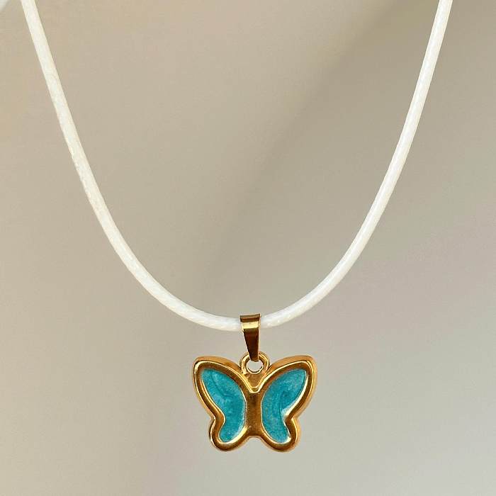 Lady Butterfly Stainless Steel Pendant Necklace In Bulk