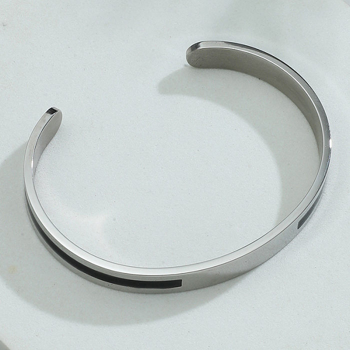 Bracelet ouvert simple en forme de C en acier inoxydable, vente en gros de bijoux